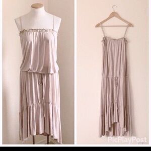 REMAIN Birger Christensen Jersey Dress XS High/Low Rose Gold Jersey Feminine